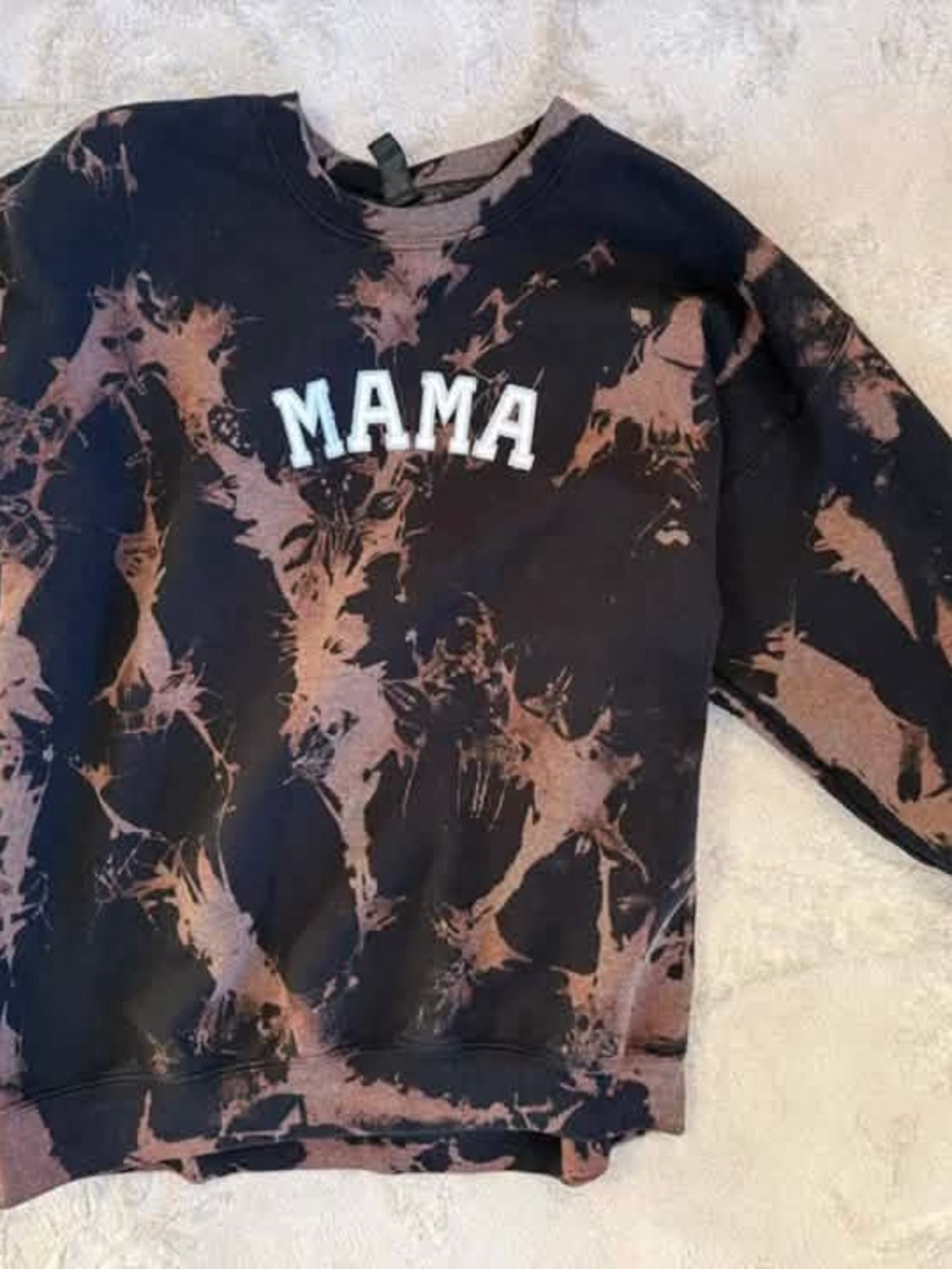 Tie-Dye 'MAMA' Crewneck Sweatshirt - Black & Brown
